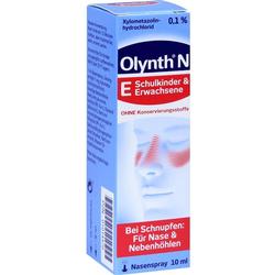 Eine Packung Olynth Nasenspray für Kinder und Erwachsene bei Schnupfen.