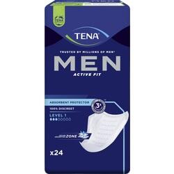 Dunkelblaue Packung mit 24 Inkontinenzeinlagen für Männer von TENA.